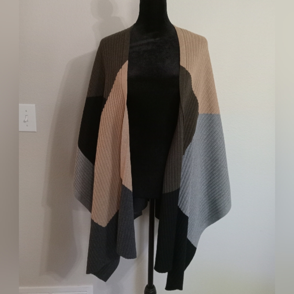 Vince Camuto Color Block Sweater Wrap Shawl S/XS